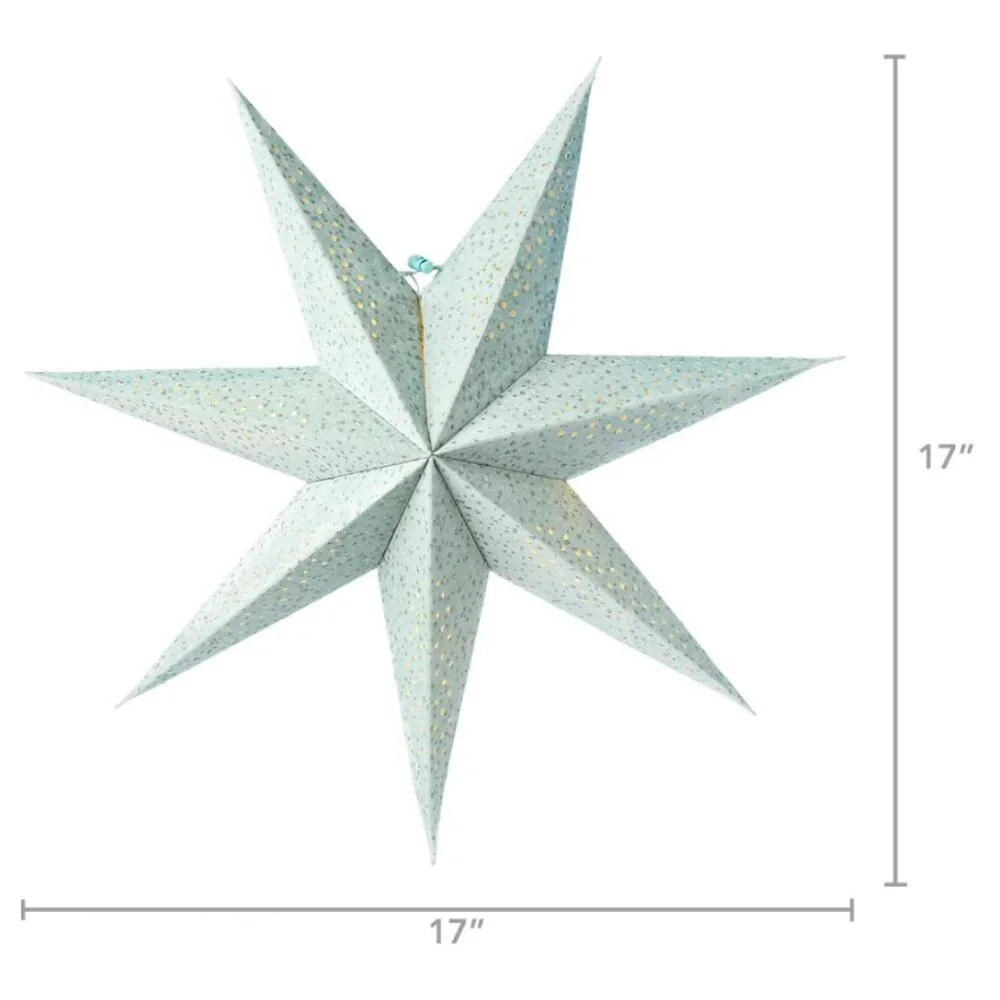 NEW Light Up Battery Operated Flocked Star Christmas Hanging Decoration Decor Ho
